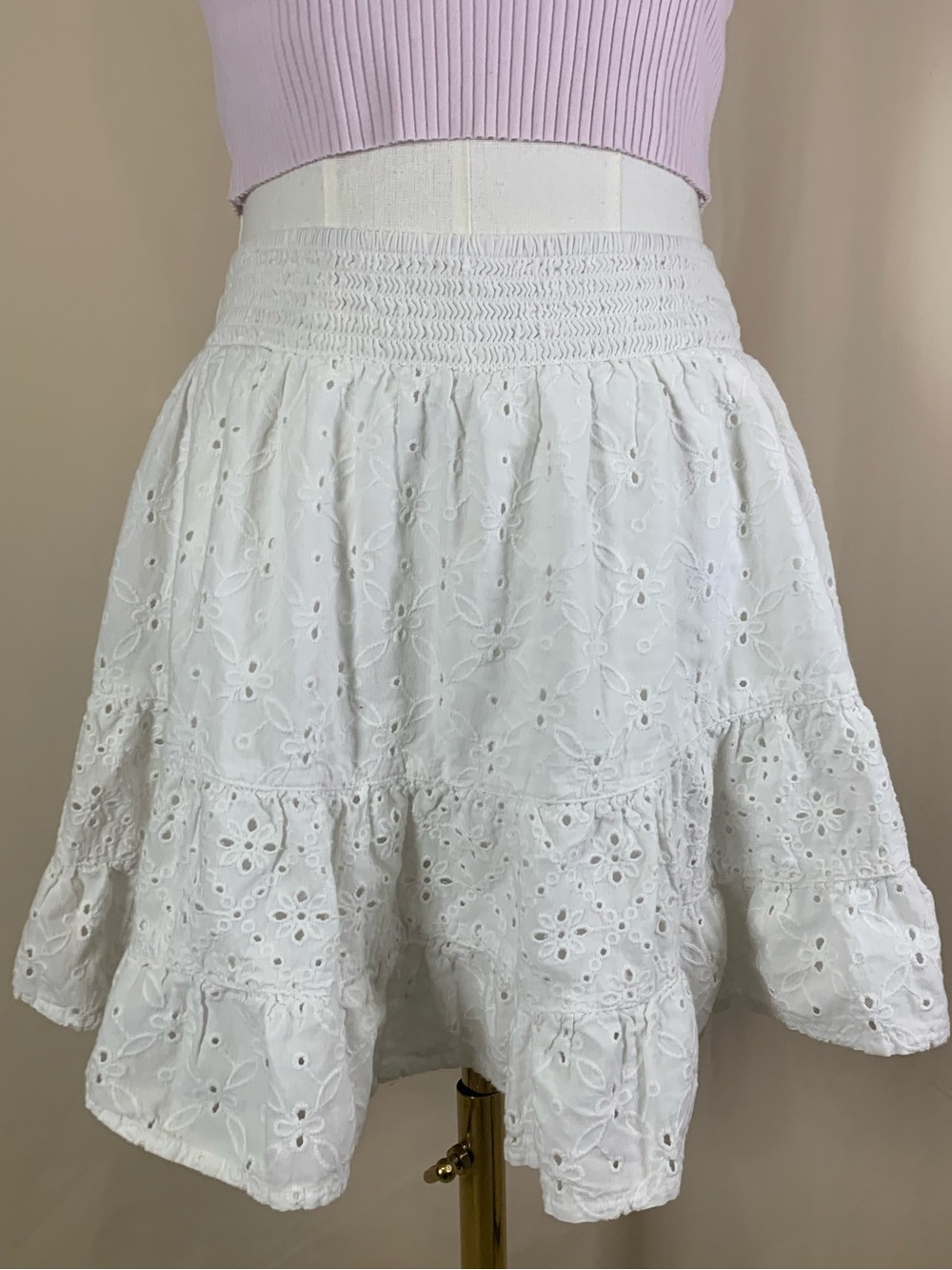 American Eagle Eyelet Skort Size S White Tiered Ruffle